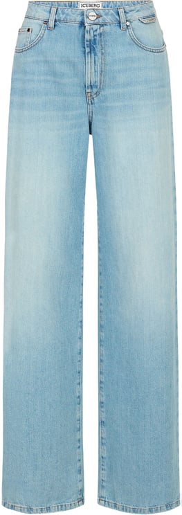 Iceberg New tailoring fit indigo 5-pocket pants in a stone-wash denim