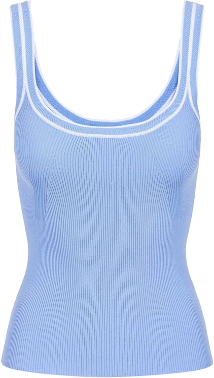 Iceberg Powder blue ribbed tank top in stretch cotton