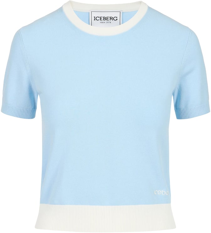 Iceberg Light blue crew neck T-shirt in stretch cotton