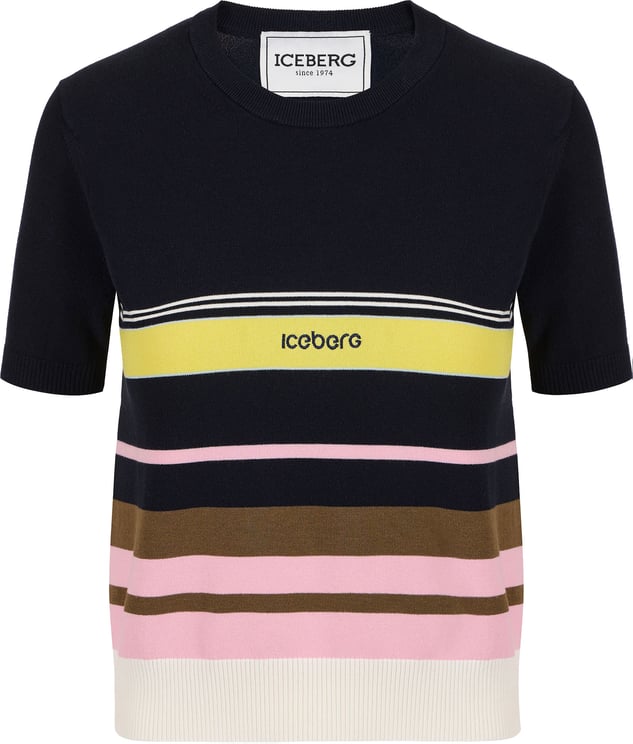 Iceberg Multicolor crew neck T-shirt in stretch cotton