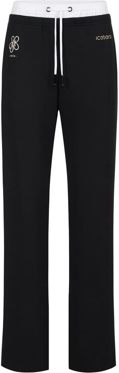 Iceberg Black wide-leg pants in technical fabric with print