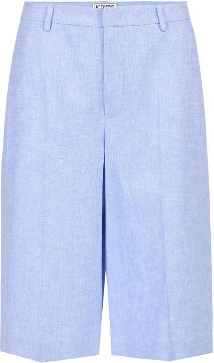 Iceberg Light blue regular fit Bermuda shorts in diagonal linen-blend fabric