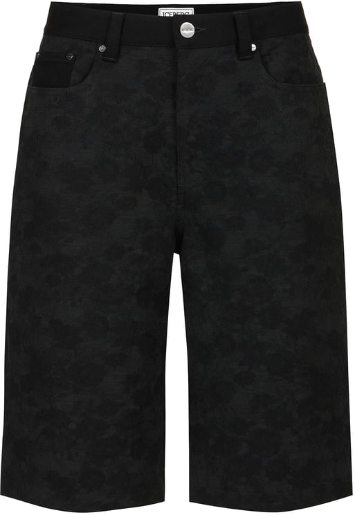 Iceberg Black regular fit Bermuda shorts in technical jacquard fabric