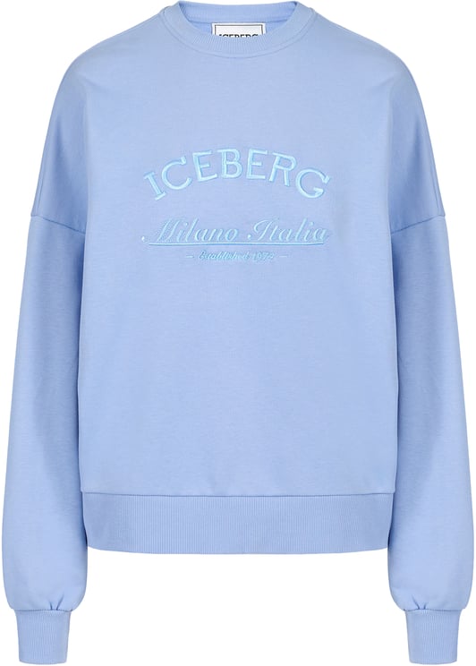 Iceberg Powder blue, regular fit sweatshirt in sustainable fabric with embroidered logo