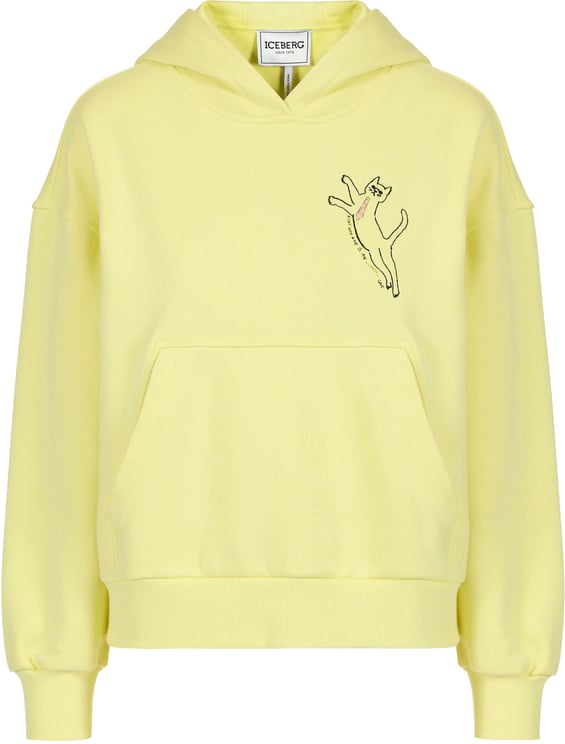 Iceberg Cropped fit yellow hoodie in sustainable technical cotton