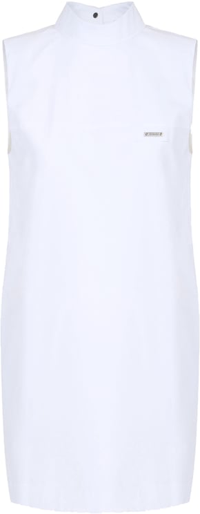 Iceberg Comfort fit optic white sleeveless dress in bonded poplin