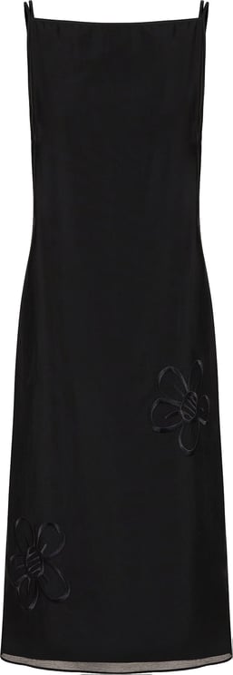 Iceberg Black muslin sheath dress with floral embroidery
