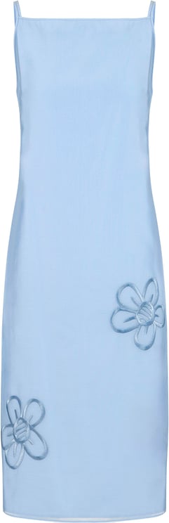 Iceberg Light blue muslin sheath dress with floral embroidery
