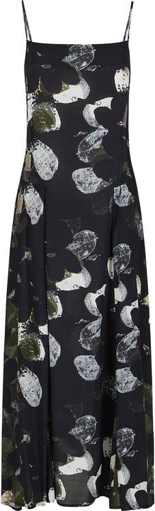 Iceberg Relaxed fit green and black patterned viscose dress with shoulder straps