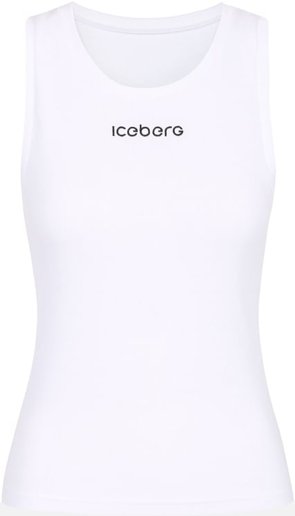 Iceberg Optic white ribbed stretch cotton jersey tank top