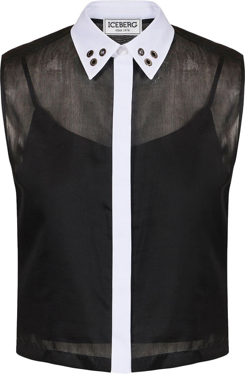 Iceberg Regular fit black top in technical muslin with slip lining