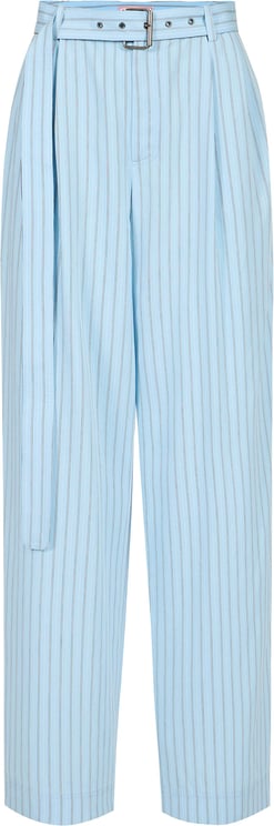 Iceberg Comfort fit light blue and white pinstriped viscose pants