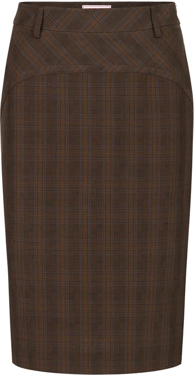 Iceberg Regular fit beige check sheath skirt in cotton and linen