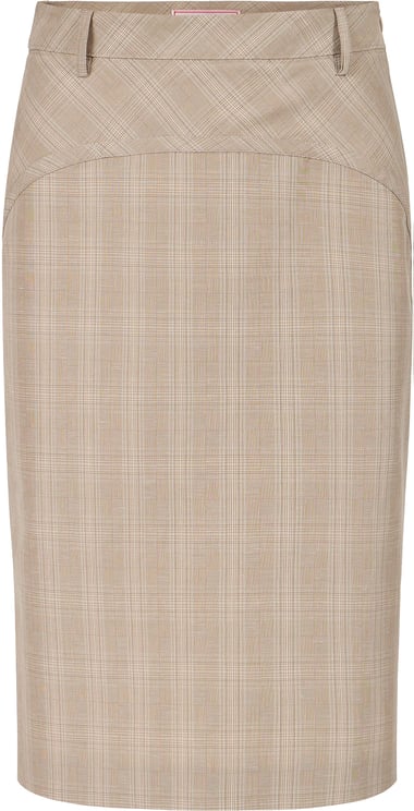 Iceberg Regular fit beige check sheath skirt in cotton and linen