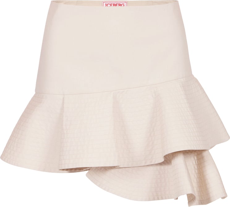 Iceberg New shape short ecru skirt in technical cotton poplin