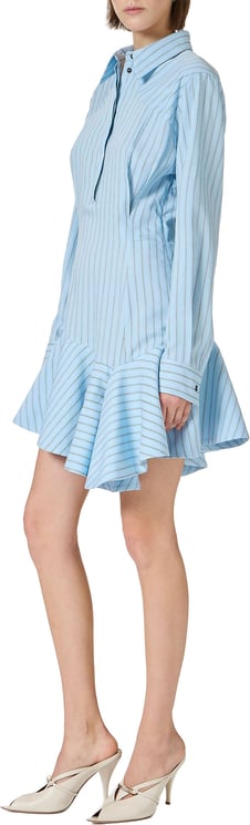 Iceberg Light blue and white pinstripe long-sleeved viscose dress