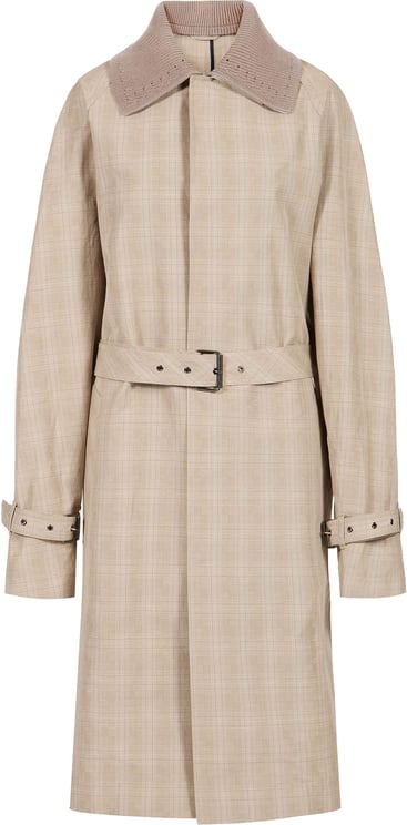 Iceberg Comfort fit beige check coat in cotton and linen