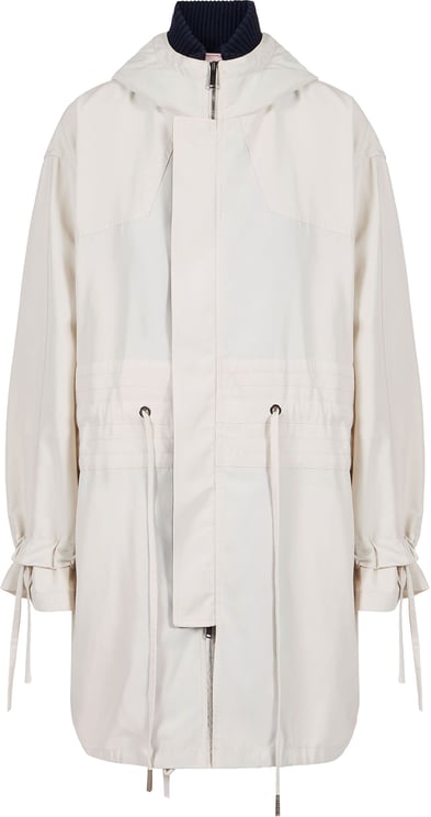 Iceberg Sand-colored, oversized fit nylon sports short jacket with hood