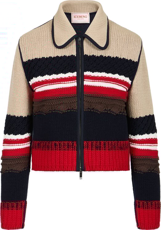 Iceberg Patterned cropped fit open-knit short jacket with zipper