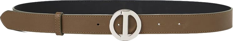 Iceberg Khaki velvet leather belt with monogram logoed buckle