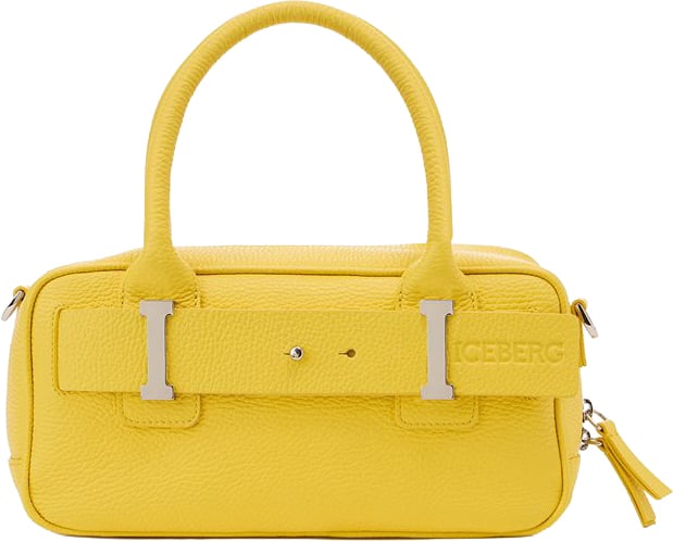 Iceberg Yellow crossbody bag in calfskin leather with I buckle
