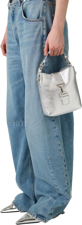 Iceberg Silver calfskin shoulder bag with buckle