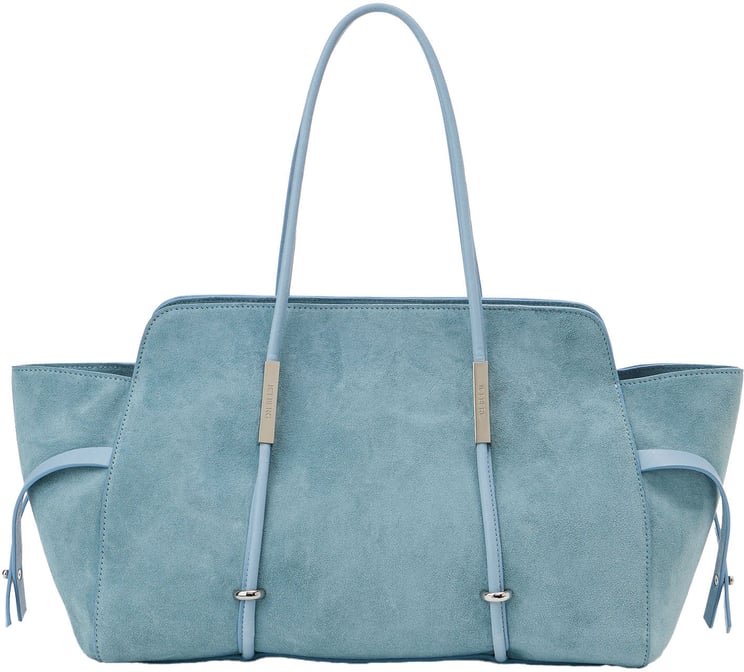 Iceberg Large powder blue shopper in suede leather with metallic details