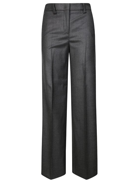 Incotex Tailored Wide-Leg Pants in Soft Flannel Grey