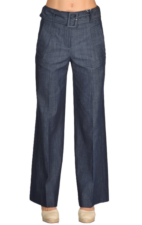 Incotex Dark Blue Wide-Leg High-Waist Trousers