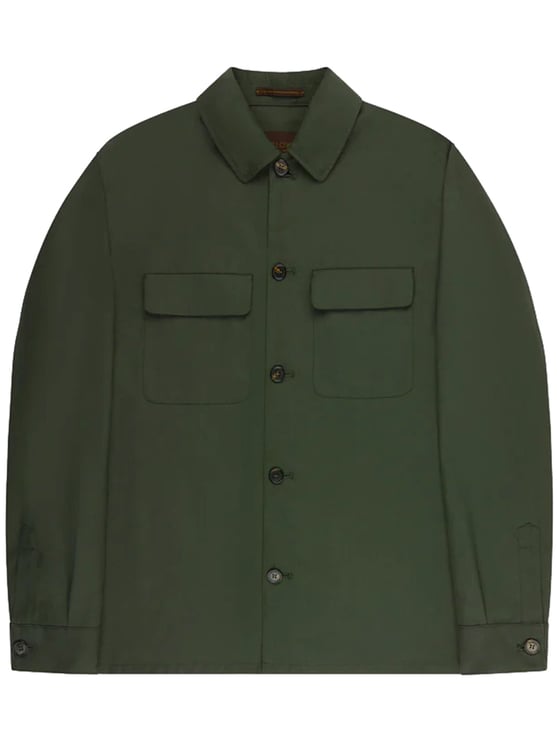 Incotex Dark Green Classic Collar Cotton Jacket