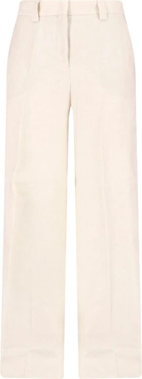 Incotex Cream Linen Straight-Leg Tailored Trousers
