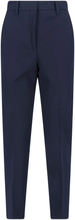 Incotex Navy Cotton Pants With Mid-Rise Waist