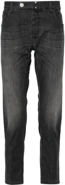 Incotex Black Pantalone Slim-Fit Washed Denim Pants