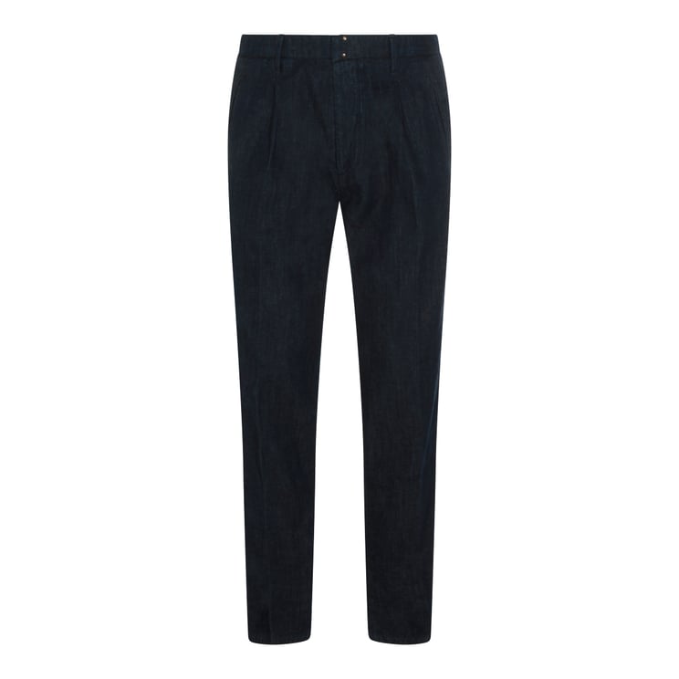 Incotex Straight-Leg Jeans with Dark Indigo Wash and Subtle Pleats