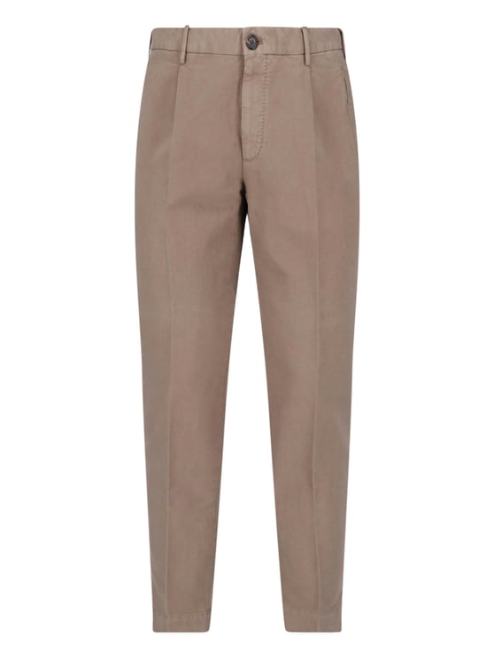 Incotex Taupe Cotton Straight-Leg Pants