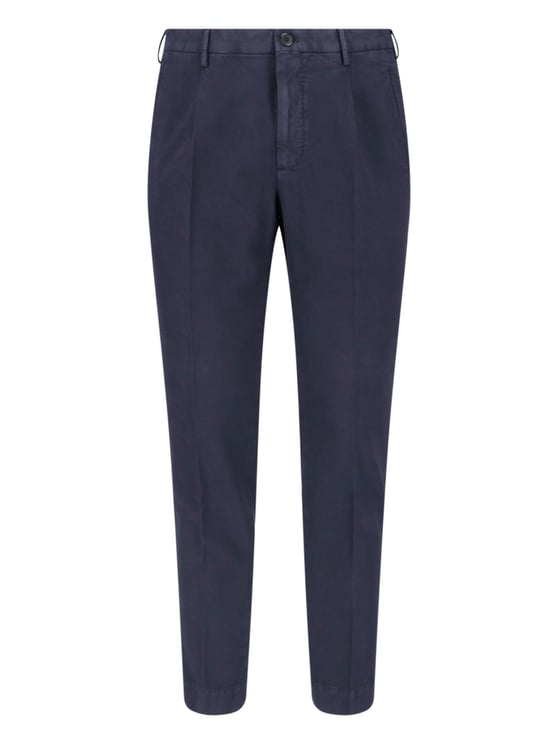 Incotex Blue Cotton Straight-Leg Pants