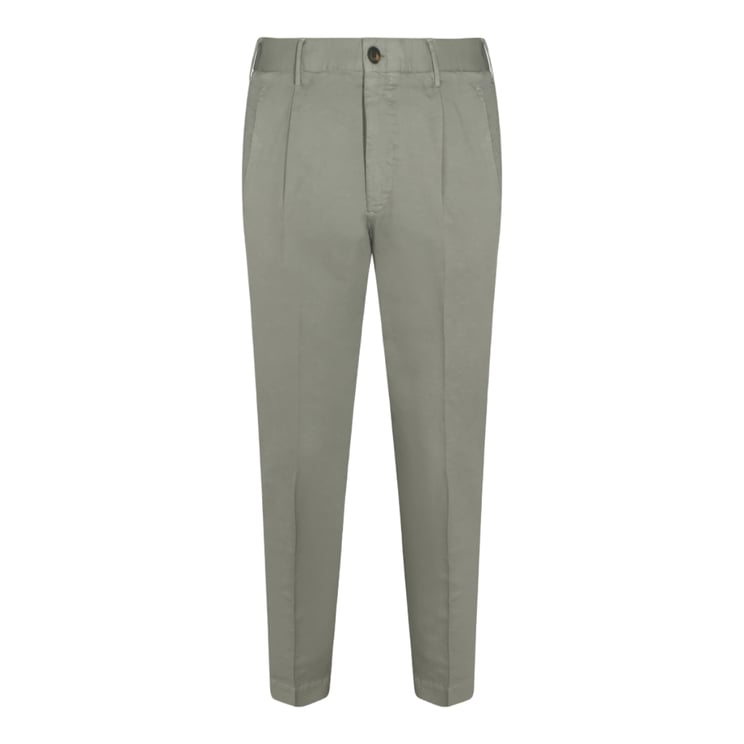 Incotex Tailored High-Waist Trousers With Pleated Front And Muted Green Finish