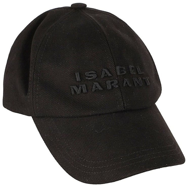 Isabel Marant Structured Black Cap With Embossed Lettering