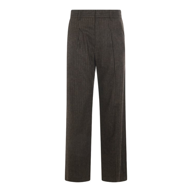 Isabel Marant High-Waisted Straight-Leg Trousers with Subtle Pinstripe Design