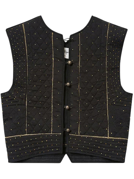Isabel Marant Cropped Black Top with Quilted Texture