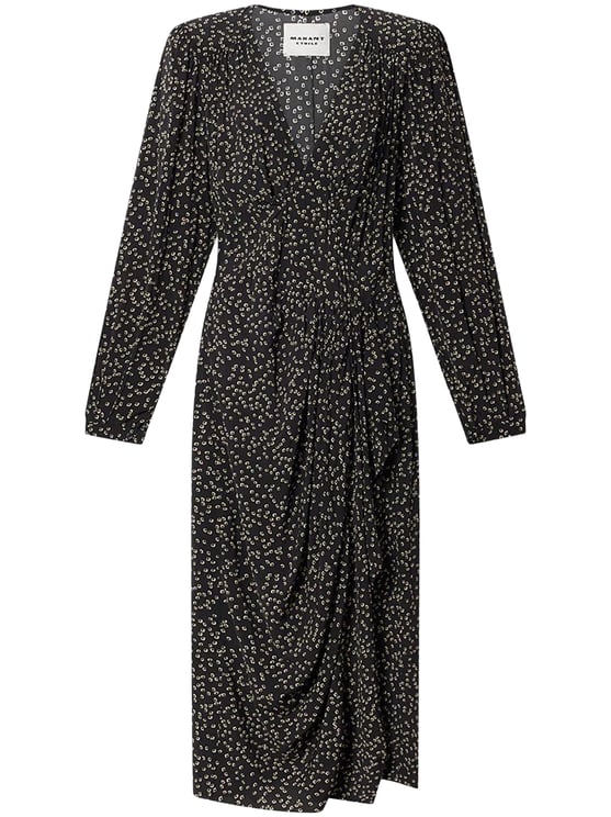Isabel Marant Scattered Print Midi Dress with V-Neckline