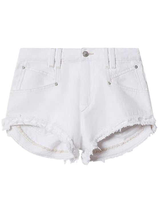 Isabel Marant High-Waisted Denim Shorts with Frayed Hemline