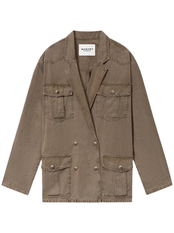 Isabel Marant Double-Breasted Boxy Jacket with Notched Lapels