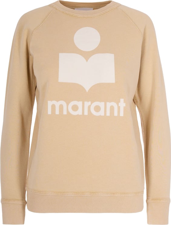 Isabel Marant Light Ochre Cotton Sweatshirt with Flocked Logo