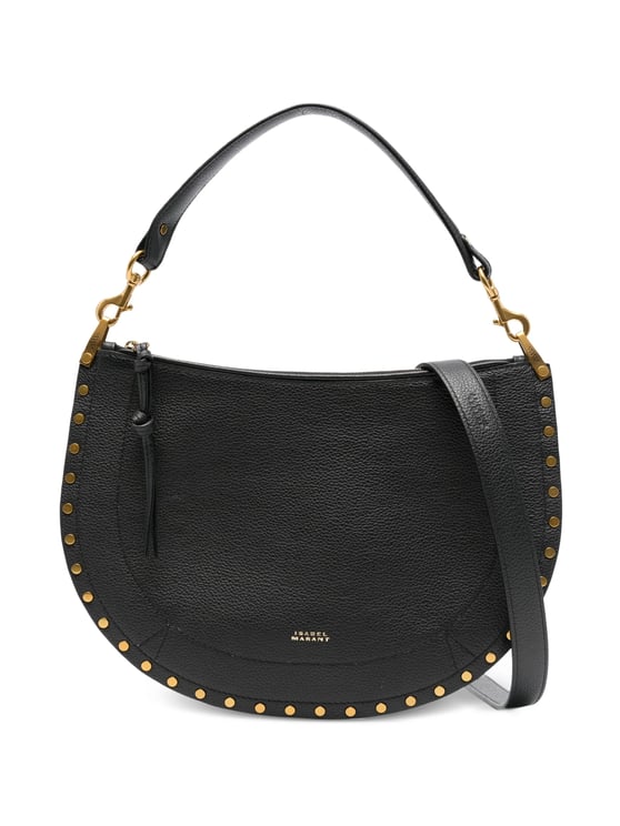 Isabel Marant Crescent-Shaped Soft Pebbled Leather Shoulder Bag With Gold-Tone Studs
