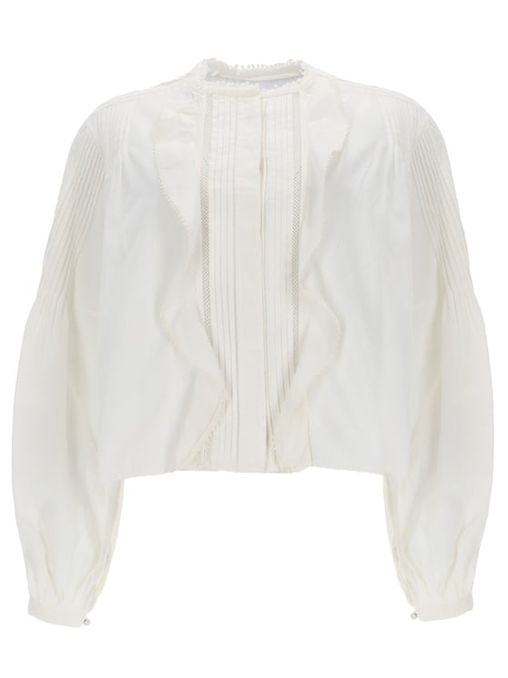 Isabel Marant Neutrals Cubraly Cropped Lace Insert Shirt