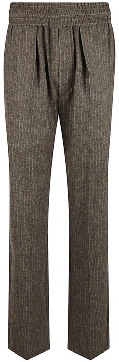 Isabel Marant Dark Bronze Pinstripe Trousers With Elasticated Waistband