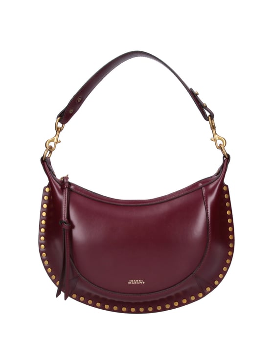 Isabel Marant Burgundy Oskan Moon Leather Shoulder Bag