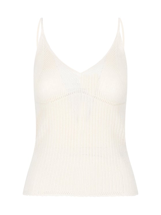 Isabel Marant White Silk-Cotton Ribbed Tank Top