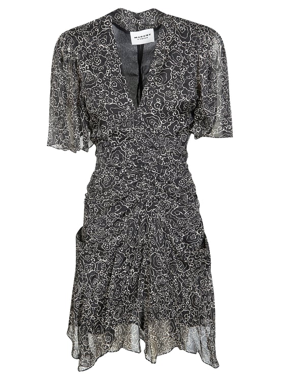 Isabel Marant Black Vivienne Dress Flutter Sleeves Mini Dress